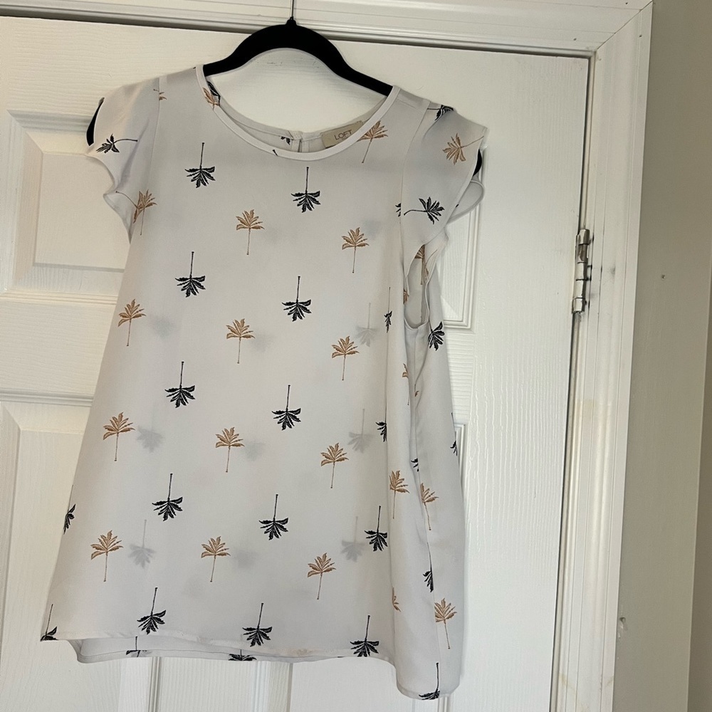 LOFT Flutter Sleeve White Blouse